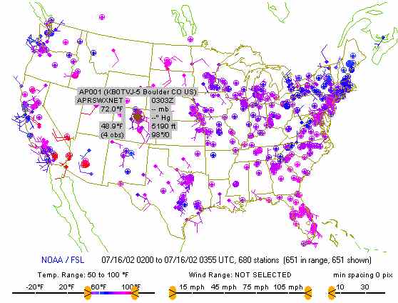 MADIS plot of CWOP and many other mesonet data